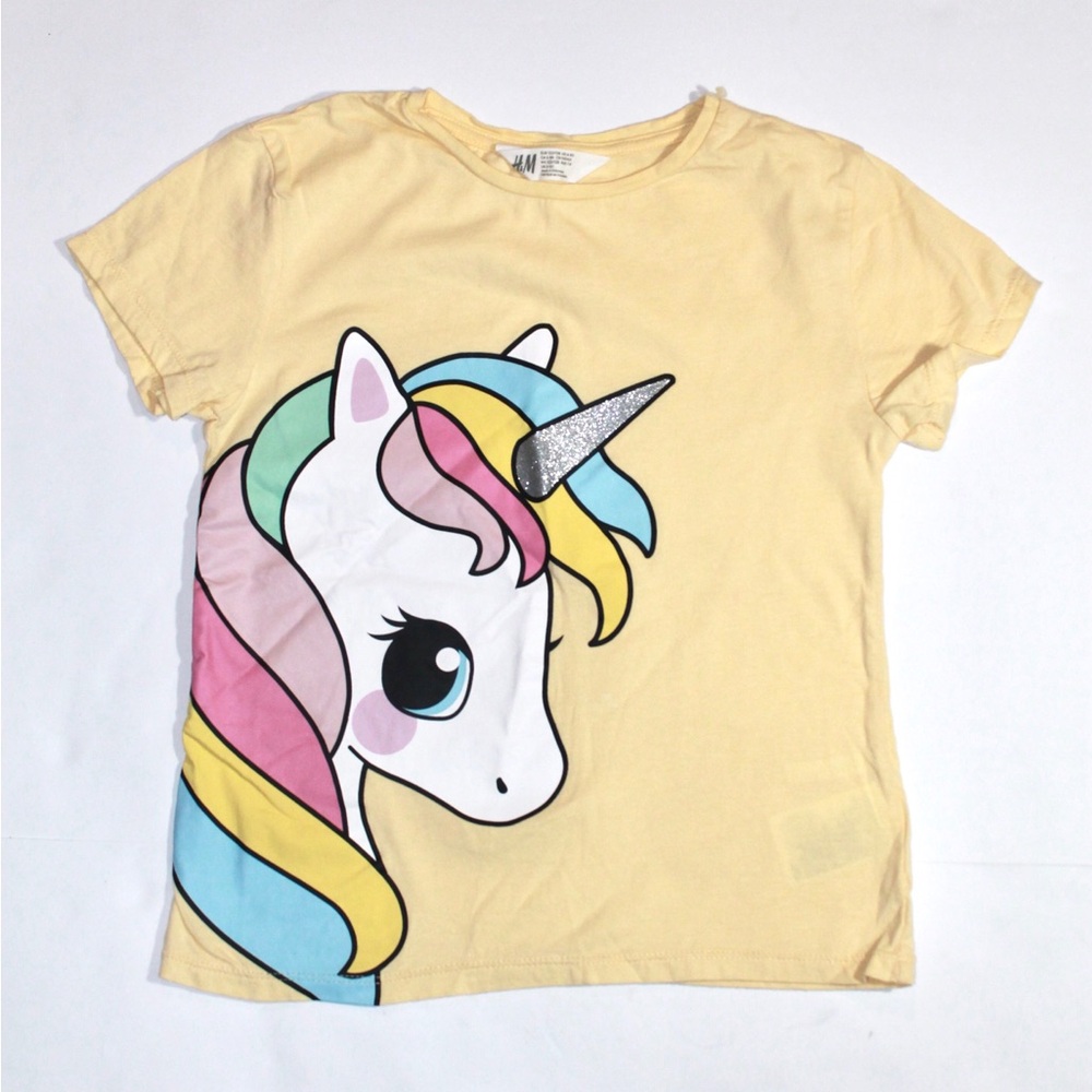 H&M Kids Yellow Unicorn Graphic Tee